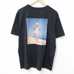 XL★古着 半袖 Tシャツ メンズ マリリンモンロー クルーネック 黒 ブラック 25jun19 中古