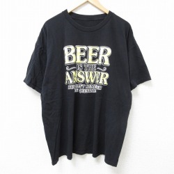 XL★古着 半袖 Tシャツ メンズ ビール 大きいサイズ クルーネック 黒 ブラック 25jun18 中古