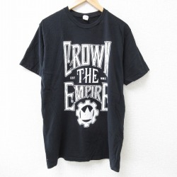 L★古着 半袖 ロック バンド Tシャツ メンズ クラウンジエンパイア コットン クルーネック 黒 ブラック 25jun18 中古
