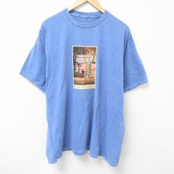 XL★古着 半袖 Tシャツ メンズ ピンクモーテル 大きいサイズ クルーネック 薄紺 ネイビー 25jun19 中古