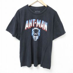 XL★古着 半袖 Tシャツ メンズ マーベル アントマン コットン クルーネック 黒 ブラック 25jun19 中古