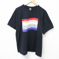 【20%OFF】XL★古着 半袖 Tシャツ メンズ WORLD コットン クルーネック 黒 ブラック 25jun19 中古