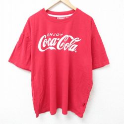 XL★古着 半袖 Tシャツ メンズ コカコーラ 大きいサイズ コットン クルーネック 赤 レッド 25jun20 中古