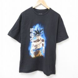 XL★古着 半袖 Tシャツ メンズ アニメ ドラゴンボール超 孫悟空 コットン クルーネック 黒 ブラック 25jun20 中古