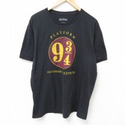 XL★古着 半袖 Tシャツ メンズ 映画ハリーポッター クルーネック 黒 ブラック 25jun20 中古