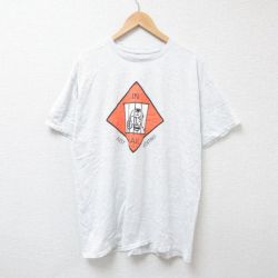 XL★古着 半袖 Tシャツ メンズ JAIL クルーネック 薄グレー 霜降り 25jun20 中古