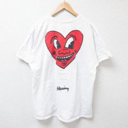 XL★古着 リップルジャンクション 半袖 Tシャツ メンズ キースヘリングコットン クルーネック 白 ホワイト 【spe】 25jun20 中古