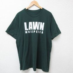 XL★古着 半袖 Tシャツ メンズ LAWN 大きいサイズ クルーネック 濃緑 グリーン 25jun20 中古