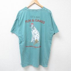 XL★古着 半袖 Tシャツ メンズ シードッグ 大きいサイズ コットン クルーネック 緑 グリーン 25jun20 中古
