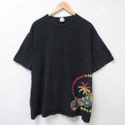 XL★古着 半袖 Tシャツ メンズ chuukese コットン クルーネック 黒 ブラック 25jun20 中古