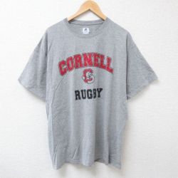 XL★古着 ラッセル 半袖 Tシャツ メンズ コーネル クルーネック グレー 霜降り 25jun20 中古