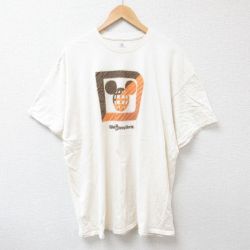 【50%OFF】XL★古着 半袖 Tシャツ メンズ ディズニーワールド 大きいサイズ コットン クルーネック 生成り 25jun20 中古