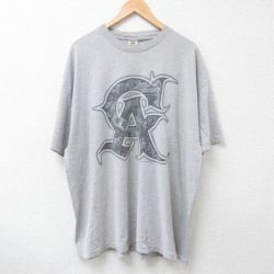 XL★古着 半袖 Tシャツ メンズ CA 大きいサイズ コットン クルーネック USA製 グレー 霜降り 25jun20 中古