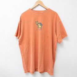 XL★古着 半袖 Tシャツ メンズ 犬 大きいサイズ コットン クルーネック オレンジ 25jun20 中古