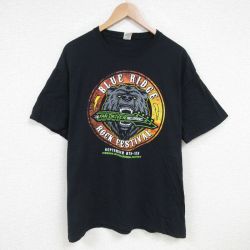 XL★古着 フルーツオブザルーム 半袖 Tシャツ メンズ ロック バンド ブルーリッジロックフェスティバル スリップノット コットン クルーネック 黒 ブラック 25jun24 中古