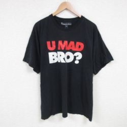 XL★古着 半袖 Tシャツ メンズ BRO 大きいサイズ コットン クルーネック 黒 ブラック 25jun24 中古