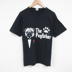 L★古着 半袖 Tシャツ メンズ パグ コットン クルーネック 黒 ブラック 25jun24 中古