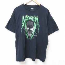 XL★古着 半袖 Tシャツ メンズ マーベル ヴェノム コットン クルーネック 黒 ブラック 25jun24 中古