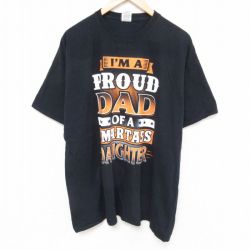 XL★古着 フルーツオブザルーム 半袖 Tシャツ メンズ DAD 大きいサイズ コットン クルーネック 黒 ブラック 25jun27 中古