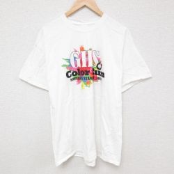 XL★古着 半袖 Tシャツ メンズ GHS 企業広告 コットン クルーネック 白 ホワイト 25jun27 中古