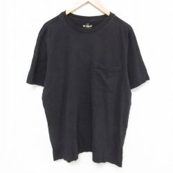 XL★古着 半袖 Tシャツ メンズ 胸ポケット付き 大きいサイズ クルーネック 黒 ブラック 25jun27 中古