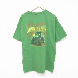 XL★古着 半袖 Tシャツ メンズ トラクター コットン クルーネック 緑 グリーン 25jun26 中古