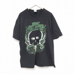 【20%OFF】XL★古着 半袖 Tシャツ メンズ ボーンコレクター 大きいサイズ コットン クルーネック 黒 ブラック 25jun26 中古