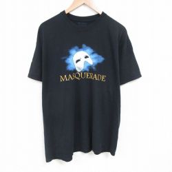 XL★古着 半袖 Tシャツ メンズ 仮面 大きいサイズ クルーネック 黒 ブラック 25jun27 中古
