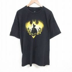 XL★古着 半袖 Tシャツ メンズ バットマン BATMAN 大きいサイズ コットン クルーネック 黒 ブラック 25jun27 中古