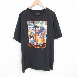 XL★古着 半袖 Tシャツ メンズ アニメ ドラゴンボール超 孫悟空 大きいサイズ コットン クルーネック 黒 ブラック 【spe】 25jun27 中古