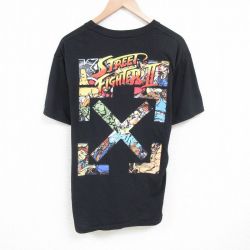 XL★古着 半袖 Tシャツ メンズ ゲーム ストリートファイター 大きいサイズ クルーネック 黒 ブラック 【spe】 25jun27 中古