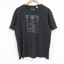 L★古着 ゲス GUESS 半袖 ブランド Tシャツ メンズ ヤシの木 コットン クルーネック 黒 ブラック 25jun27 中古