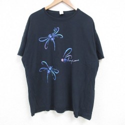 XL★古着 フルーツオブザルーム 半袖 Tシャツ メンズ トンボ コットン クルーネック 黒 ブラック 25jun27 中古