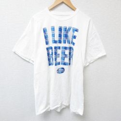XL★古着 半袖 Tシャツ メンズ バドライト 大きいサイズ コットン クルーネック 白 ホワイト 25jun28 中古