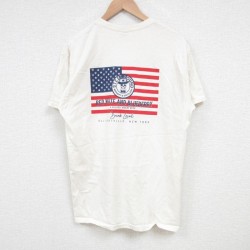 L★古着 半袖 Tシャツ メンズ 星条旗 コットン クルーネック 生成り 25jun28 中古
