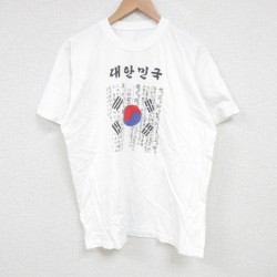 L★古着 半袖 Tシャツ メンズ 韓国 クルーネック 白 ホワイト 25jun28 中古