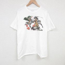 XL★古着 リップルジャンクション 半袖 Tシャツ メンズ アニメ 進撃の巨人 大きいサイズ コットン クルーネック 白 ホワイト 【spe】 25jun28 中古