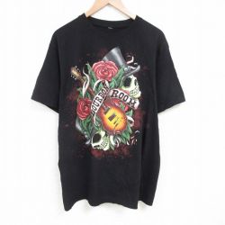 XL★古着 半袖 Tシャツ メンズ バーボンルーム 大きいサイズ クルーネック 黒 ブラック 25jun28 中古