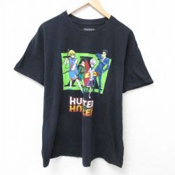 XL★古着 半袖 Tシャツ メンズ アニメ ハンターハンター ゴン コットン クルーネック 黒 ブラック 【spe】 25jul02 中古