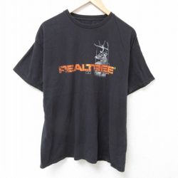 リアルツリー 半袖Tシャツ シカ ブラック XL | 古着