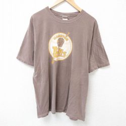 【20%OFF】XL★古着 半袖 Tシャツ メンズ ヒューストン 大きいサイズ コットン クルーネック 薄茶 ブラウン 25jul02 中古