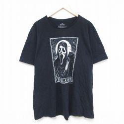 【50%OFF】XL★古着 半袖 Tシャツ メンズ ホラー映画 スクリーム コットン クルーネック 黒 ブラック 【spe】 25jul03 中古