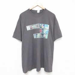 XL★古着 半袖 Tシャツ メンズ DESIGN 大きいサイズ クルーネック グレー 霜降り 25jul03 中古