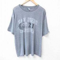 【20%OFF】XL★古着 半袖 Tシャツ メンズ サンディエゴ 大きいサイズ クルーネック グレー 霜降り 25jul03 中古