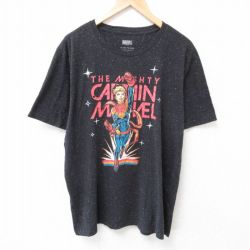 XL★古着 半袖 Tシャツ メンズ マーベル ザマイティキャプテン 大きいサイズ クルーネック 黒 ブラック 25jul03 中古