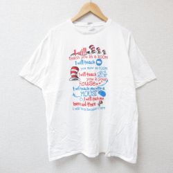 XL★古着 半袖 Tシャツ メンズ メッセージ コットン クルーネック 白 ホワイト 25jul04 中古