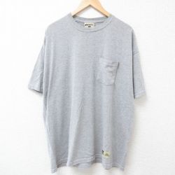 XL★古着 ラッセル 半袖 Tシャツ メンズ 無地 胸ポケット付き 大きいサイズ クルーネック グレー 霜降り 【spe】 25jul04 中古