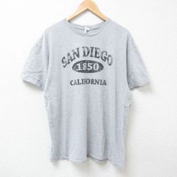 【50%OFF】XL★古着 半袖 Tシャツ メンズ サンディエゴ クルーネック グレー 霜降り 25jul04 中古