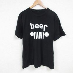 XL★古着 半袖 Tシャツ メンズ beer 大きいサイズ クルーネック 黒 ブラック 25jul04 中古