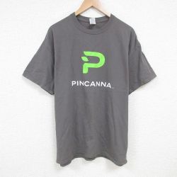 XL★古着 半袖 Tシャツ メンズ PINCANN コットン クルーネック グレー 霜降り 25jul04 中古